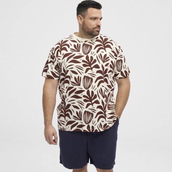 North Latitude T-Shirt Printed Allover Bordeaux - Tricouri - Tricouri Bărbați Mărimi Mari