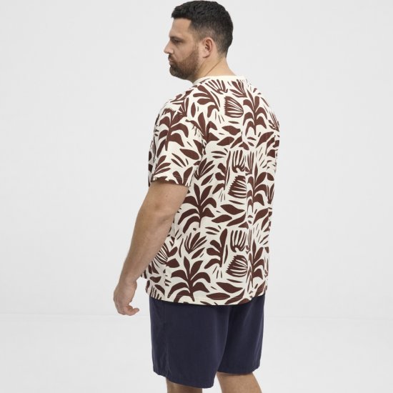 North Latitude T-Shirt Printed Allover Bordeaux - Tricouri - Tricouri Bărbați Mărimi Mari