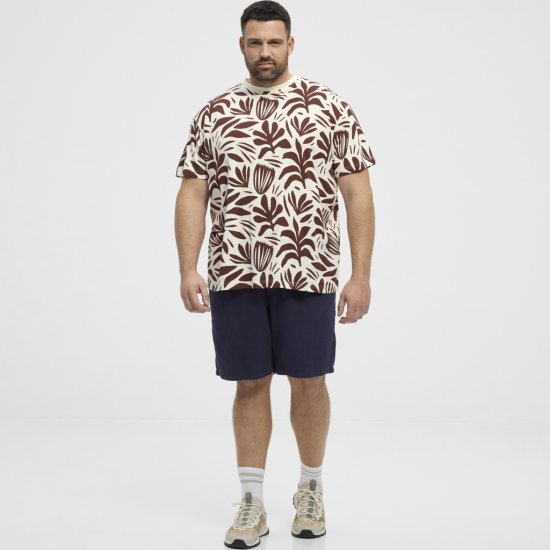 North Latitude T-Shirt Printed Allover Bordeaux - Tricouri - Tricouri Bărbați Mărimi Mari