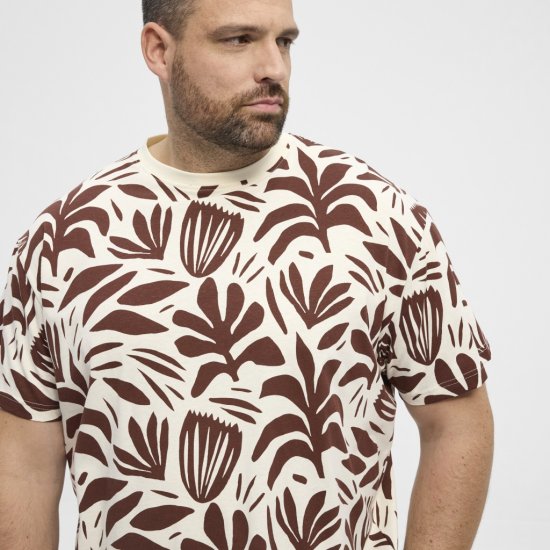 North Latitude T-Shirt Printed Allover Bordeaux - Tricouri - Tricouri Bărbați Mărimi Mari