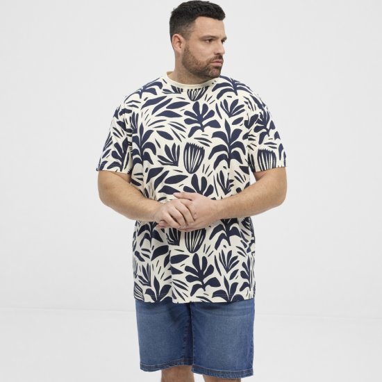 North Latitude T-shirt Allover Printed Navy - Tricouri - Tricouri Bărbați Mărimi Mari