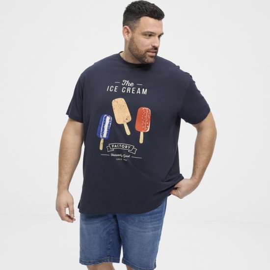 North Latitude T-Shirt Ice Cream Navy - Tricouri - Tricouri Bărbați Mărimi Mari