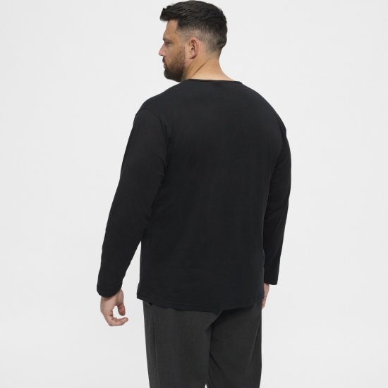 North Latitude T-Shirt Long Sleeve Black - Tricouri - Tricouri Bărbați Mărimi Mari