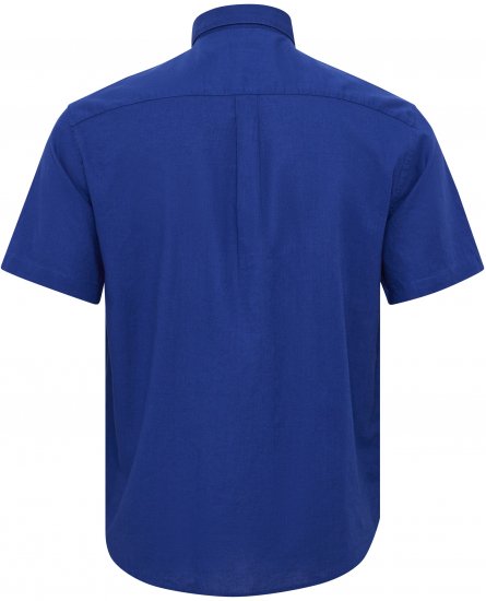 North Latitude Shirt Linen Cotton Short Sleeve Blue - Cămăși - Cămăși Bărbați Mărimi Mari