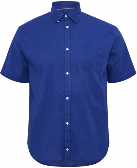 North Latitude Shirt Linen Cotton Short Sleeve Blue - Cămăși - Cămăși Bărbați Mărimi Mari