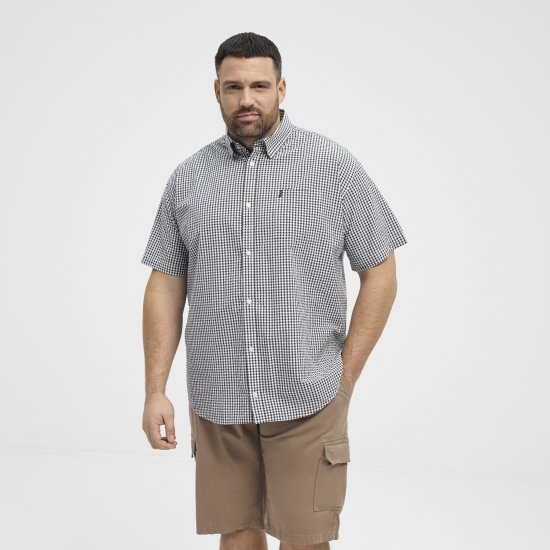 North Latitude Shirt Short Sleeve Checked Grey - Cămăși - Cămăși Bărbați Mărimi Mari
