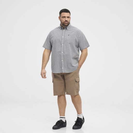North Latitude Shirt Short Sleeve Checked Grey - Cămăși - Cămăși Bărbați Mărimi Mari