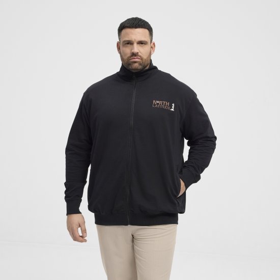 North Latitude Sweatshirt Cardigan Black - Pulovere & hanorace - Pulovere & Hanorace Bărbați Mărimi Mari