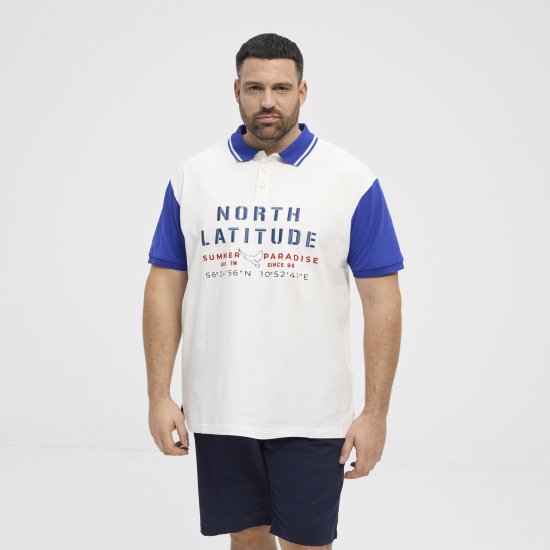 North Latitude Polo Short Sleeve Blue And White - Tricouri polo - Tricouri Polo Bărbați Mărimi Mari