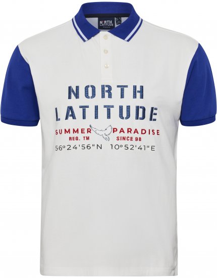 North Latitude Polo Short Sleeve Blue And White - Tricouri polo - Tricouri Polo Bărbați Mărimi Mari