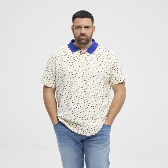 North Latitude Polo Pique Printed Off-White TALL - ÎMBRĂCĂMINTE BĂRBAȚI MT-6XLT - Tall dimensiuni bărbați