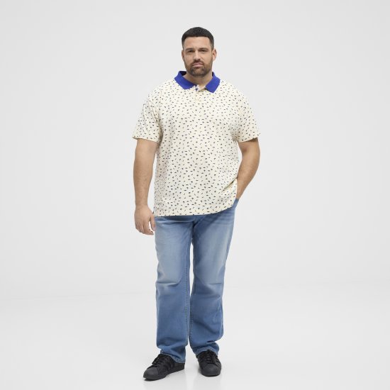 North Latitude Polo Pique Printed Off-White - Tricouri polo - Tricouri Polo Bărbați Mărimi Mari