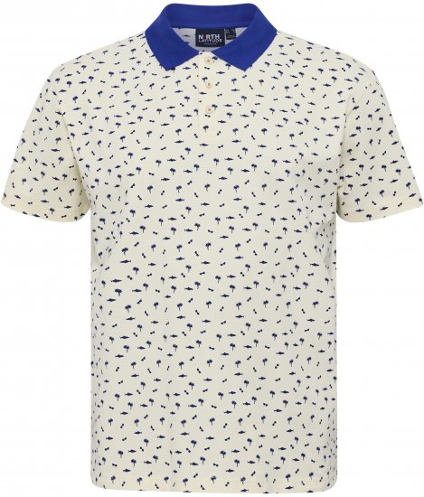 North Latitude Polo Pique Printed Off-White - Tricouri polo - Tricouri Polo Bărbați Mărimi Mari