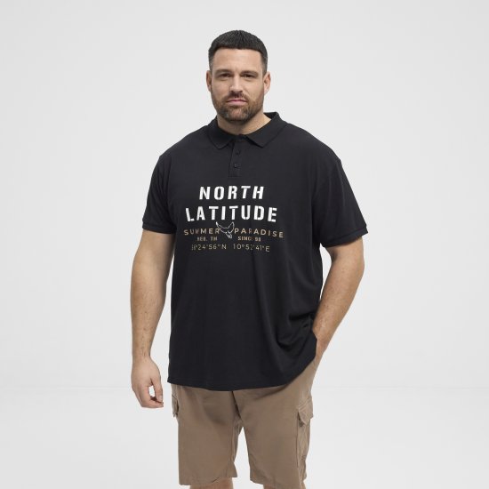 North Latitude Polo Pique Short Sleeve Black - Tricouri polo - Tricouri Polo Bărbați Mărimi Mari