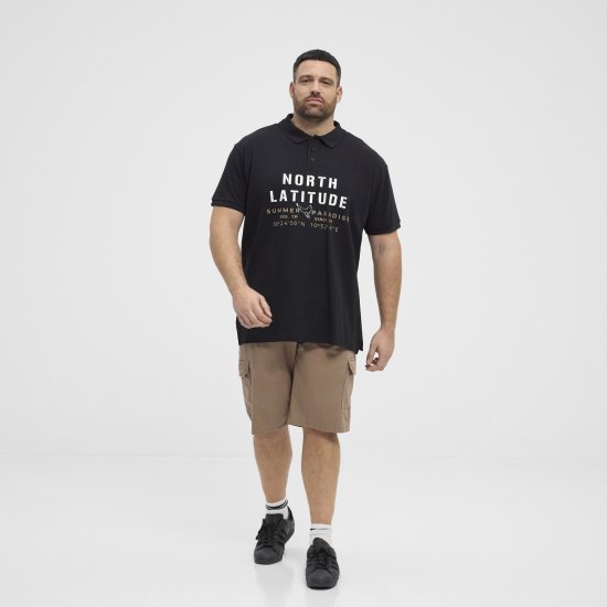 North Latitude Polo Pique Short Sleeve Black - Tricouri polo - Tricouri Polo Bărbați Mărimi Mari
