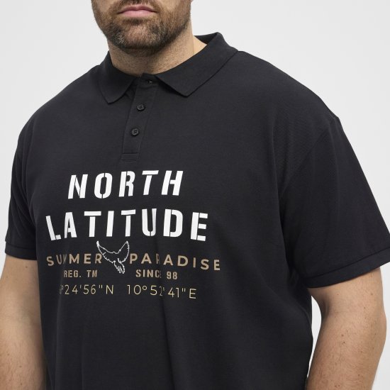 North Latitude Polo Pique Short Sleeve Black - Tricouri polo - Tricouri Polo Bărbați Mărimi Mari