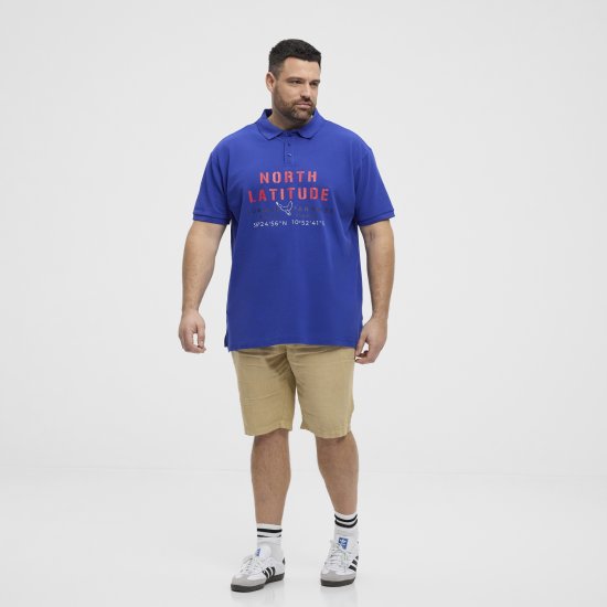 North Latitude Polo Pique Print Short Sleeve Cobalt Blue - Tricouri polo - Tricouri Polo Bărbați Mărimi Mari