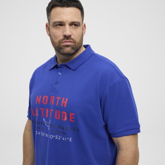 North Latitude Polo Pique Print Short Sleeve Cobalt Blue - Tricouri polo - Tricouri Polo Bărbați Mărimi Mari