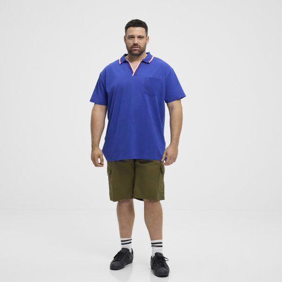 North Latitude Polo Pique V-Neck Blue - Tricouri polo - Tricouri Polo Bărbați Mărimi Mari