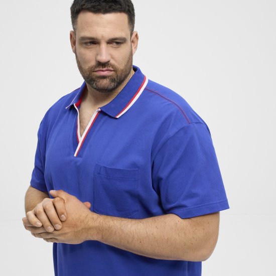 North Latitude Polo Pique V-Neck Blue - Tricouri polo - Tricouri Polo Bărbați Mărimi Mari