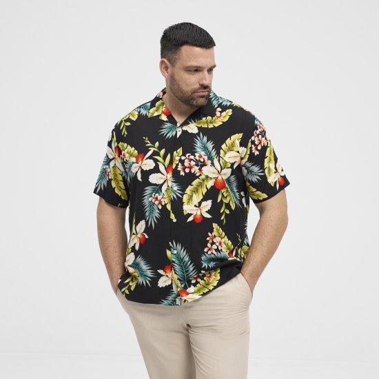 North Latitude Shirt Short Sleeve Printed Allover Black - Cămăși - Cămăși Bărbați Mărimi Mari
