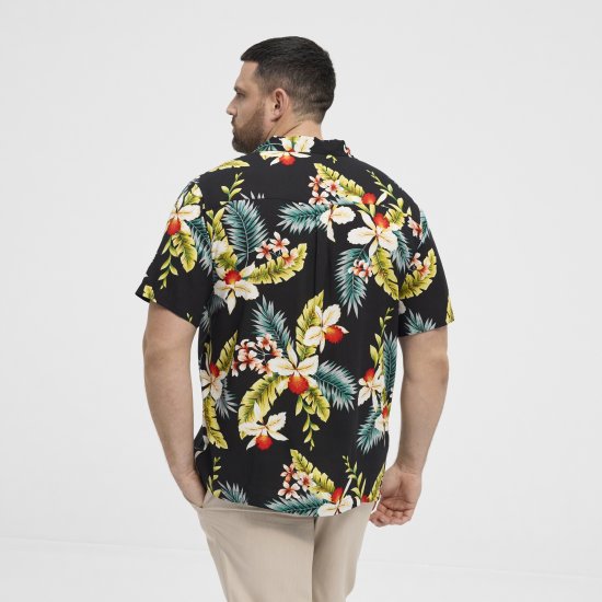 North Latitude Shirt Short Sleeve Printed Allover Black - Cămăși - Cămăși Bărbați Mărimi Mari