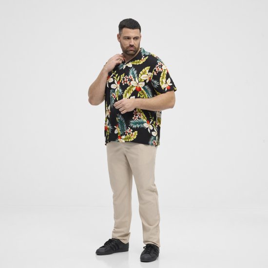 North Latitude Shirt Short Sleeve Printed Allover Black - Cămăși - Cămăși Bărbați Mărimi Mari