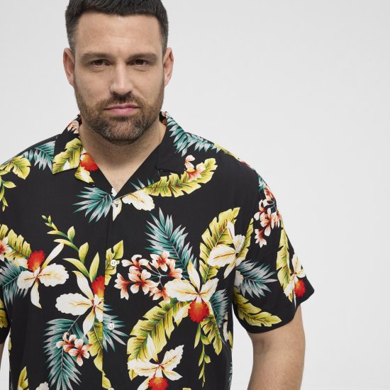 North Latitude Shirt Short Sleeve Printed Allover Black - Cămăși - Cămăși Bărbați Mărimi Mari