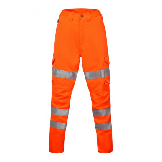 Leo Pennymoor EcoViz Women's Poly/Cotton Cargo Trousers Orange - Haine de lucru -
