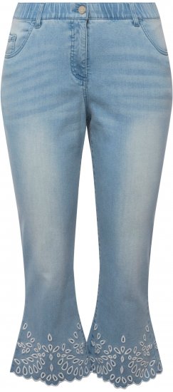 Ulla Popken Cropped Flared Eyelet Jeans Light Blue - Blugi & Pantaloni pentru Femei Mărimi Mari – Plus Size - 