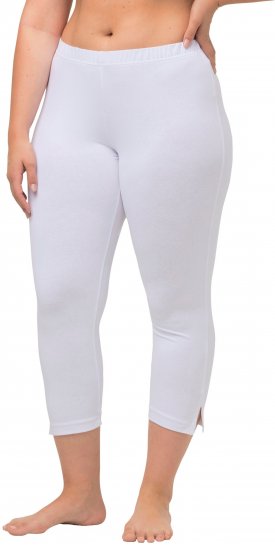 Ulla Popken Basic Stretch Knit Capris White - Blugi & Pantaloni pentru Femei Mărimi Mari – Plus Size - 