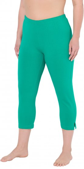 Ulla Popken Basic Stretch Knit Capris Green - Blugi & Pantaloni pentru Femei Mărimi Mari – Plus Size - 