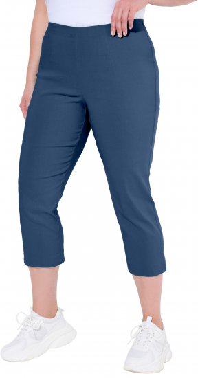 Ulla Popken Stretch Basic Bengaline Capri Pants Denim Blue - Blugi & Pantaloni pentru Femei Mărimi Mari – Plus Size - 