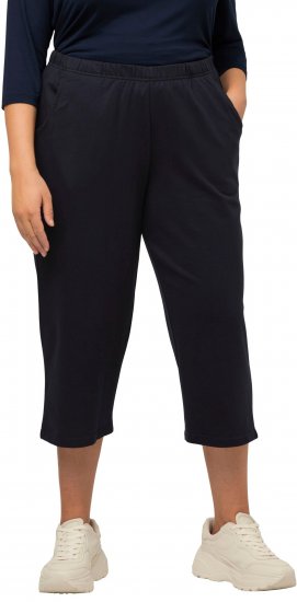 Ulla Popken Pull On Knit Elastic Waist Pocket Crop Pants Blue - Blugi & Pantaloni pentru Femei Mărimi Mari – Plus Size - 