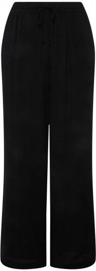 Ulla Popken Viscose Crinkle Drawstring Elastic Waist Pants Black - Blugi & Pantaloni pentru Femei Mărimi Mari – Plus Size - 