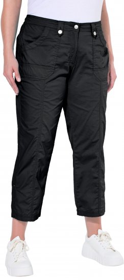 Ulla Popken Roll Tab Hem Stretch Cargo Pants Black - Blugi & Pantaloni pentru Femei Mărimi Mari – Plus Size - 