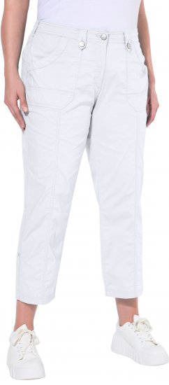 Ulla Popken Roll Tab Hem Stretch Cargo Pants White - Blugi & Pantaloni pentru Femei Mărimi Mari – Plus Size - 