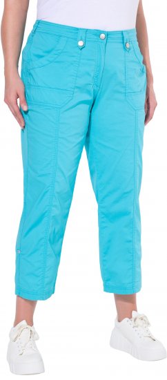 Ulla Popken Roll Tab Hem Stretch Cargo Pants Deep Aqua - Blugi & Pantaloni pentru Femei Mărimi Mari – Plus Size - 