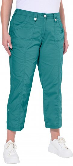Ulla Popken Roll Tab Hem Stretch Cargo Pants Teal - Blugi & Pantaloni pentru Femei Mărimi Mari – Plus Size - 