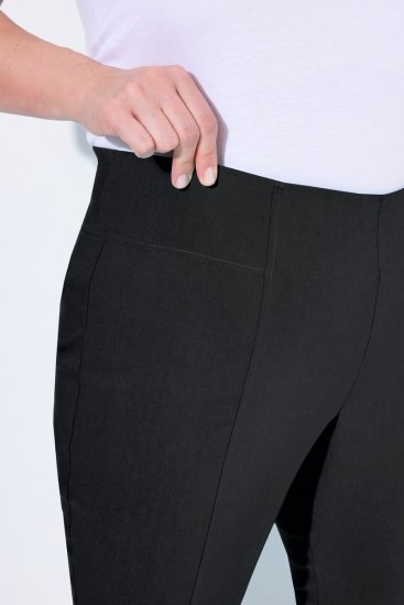 Ulla Popken Bengaline Elastic Waist Stretch Capri Pants Black - Pantaloni din material textil - Pantaloni evazați marimi mari