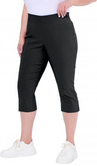 Ulla Popken Bengaline Elastic Waist Stretch Capri Pants Black - Blugi & Pantaloni pentru Femei Mărimi Mari – Plus Size - 