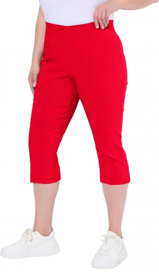 Ulla Popken Bengaline Elastic Waist Stretch Capri Pants Red - Blugi & Pantaloni pentru Femei Mărimi Mari – Plus Size - 