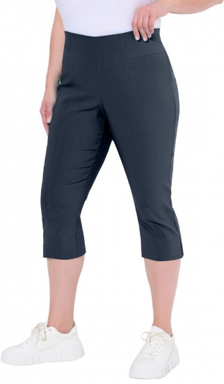 Ulla Popken Bengaline Elastic Waist Stretch Capri Pants Navy Blue - Blugi & Pantaloni pentru Femei Mărimi Mari – Plus Size - 