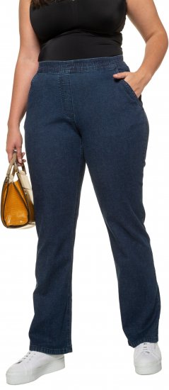 Ulla Popken Straight Leg Elastic Waist Mandy Fit Stretch Jeans Denim Blue - Blugi & Pantaloni pentru Femei Mărimi Mari – Plus Size - 