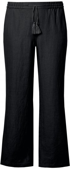 Ulla Popken Drawstring Elastic Waist Mary Fit Linen Pants Black - Blugi & Pantaloni pentru Femei Mărimi Mari – Plus Size - 