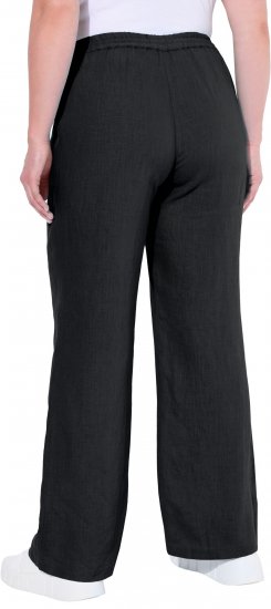 Ulla Popken Drawstring Elastic Waist Mary Fit Linen Pants Black - Blugi & Pantaloni pentru Femei Mărimi Mari – Plus Size - 