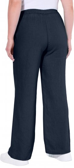 Ulla Popken Drawstring Elastic Waist Mary Fit Linen Pants Navy - Blugi & Pantaloni pentru Femei Mărimi Mari – Plus Size - 