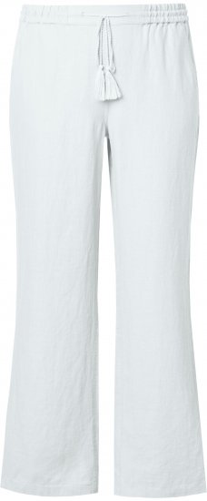 Ulla Popken Drawstring Elastic Waist Mary Fit Linen Pants Snow White - Blugi & Pantaloni pentru Femei Mărimi Mari – Plus Size - 