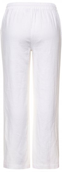 Ulla Popken Drawstring Elastic Waist Mary Fit Linen Pants Snow White - Blugi & Pantaloni pentru Femei Mărimi Mari – Plus Size - 