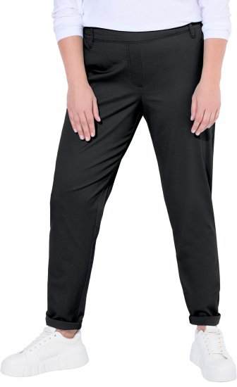 Ulla Popken Chino Elastic Waist Stretch Cotton Pants Black - Blugi & Pantaloni pentru Femei Mărimi Mari – Plus Size - 